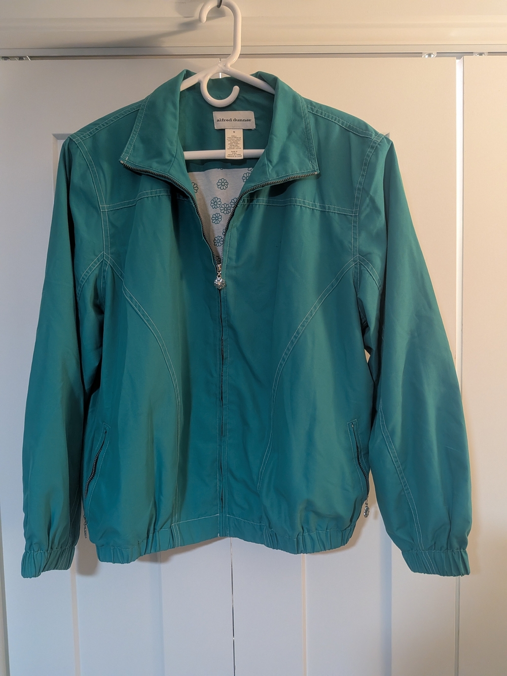 Alfred Dunner Jacket Women’s M Mint Green Bomber Grandmacore Full-Zip Butterfly